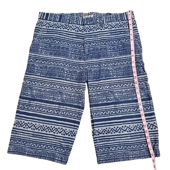 International Male Blue Aztec Print Cotton Shorts 36 90s Y2K Boho Preppy Vintage - Picture 4 of 7